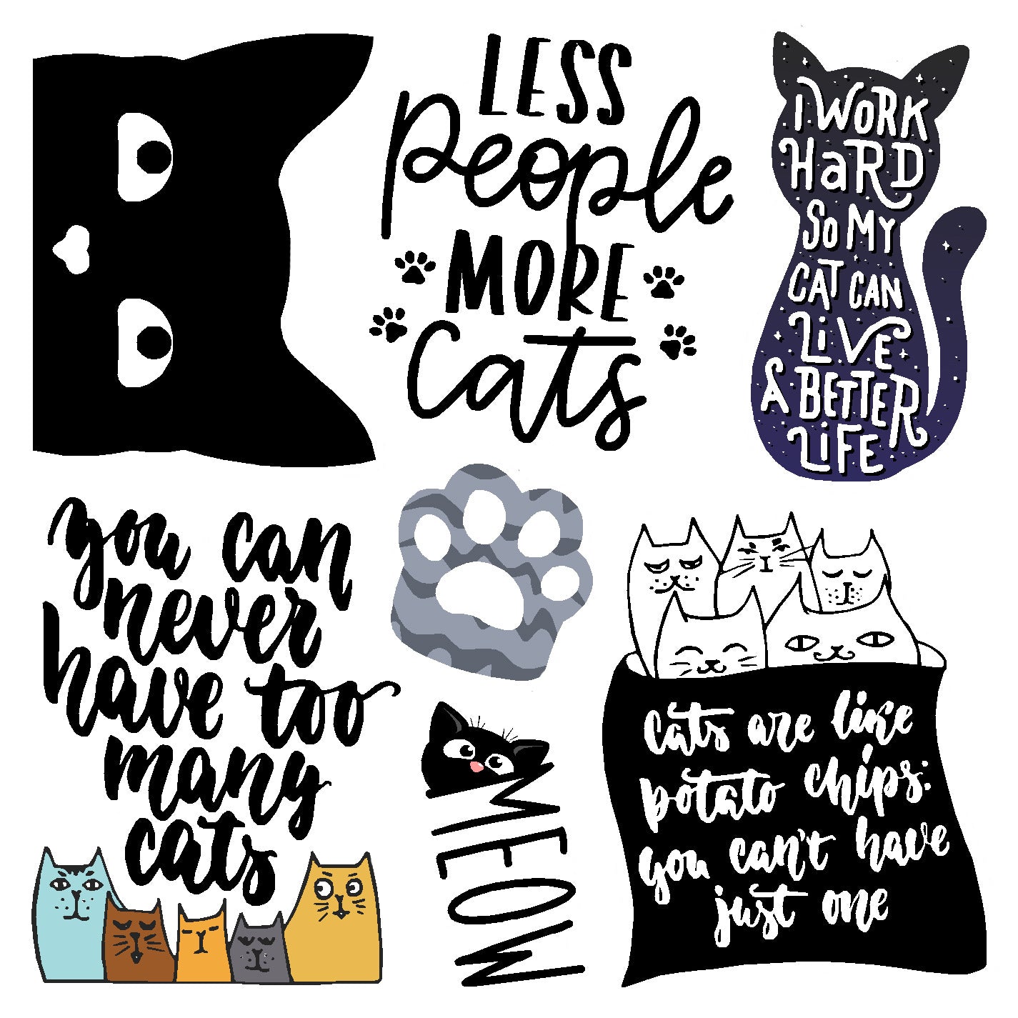  Love Cats Vinyl Sticker Decal Set、mySite、ghnorth