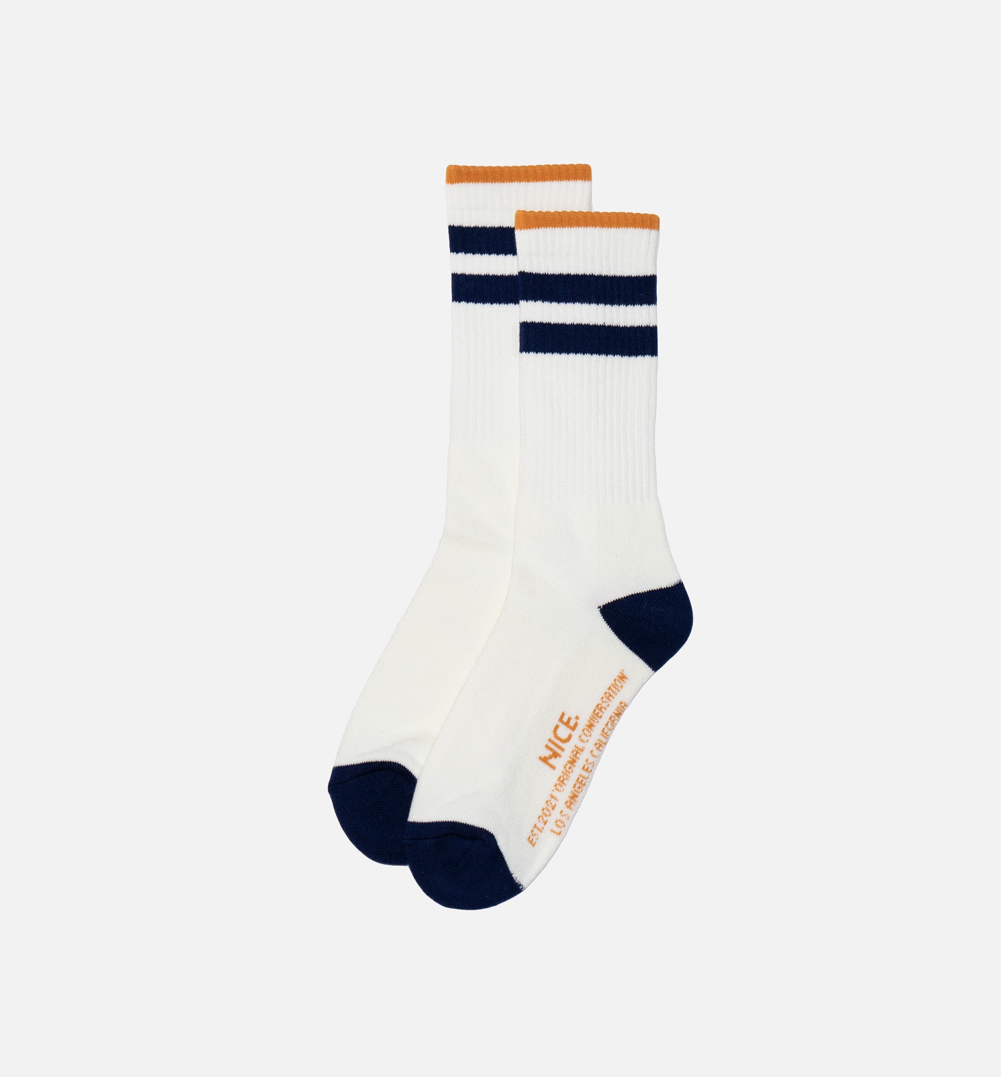 Nice Kicks Striped Sock Mens Socks - Navy/Gold、mySite、dreamappss