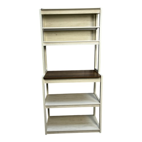  31.5" White and Black color 5-Tier Bakers Rack for Kitchen with Storage, Coffee Bar, Kitchen Shelves, Microwave Stand、、yumabirdnaturehistoryfestival