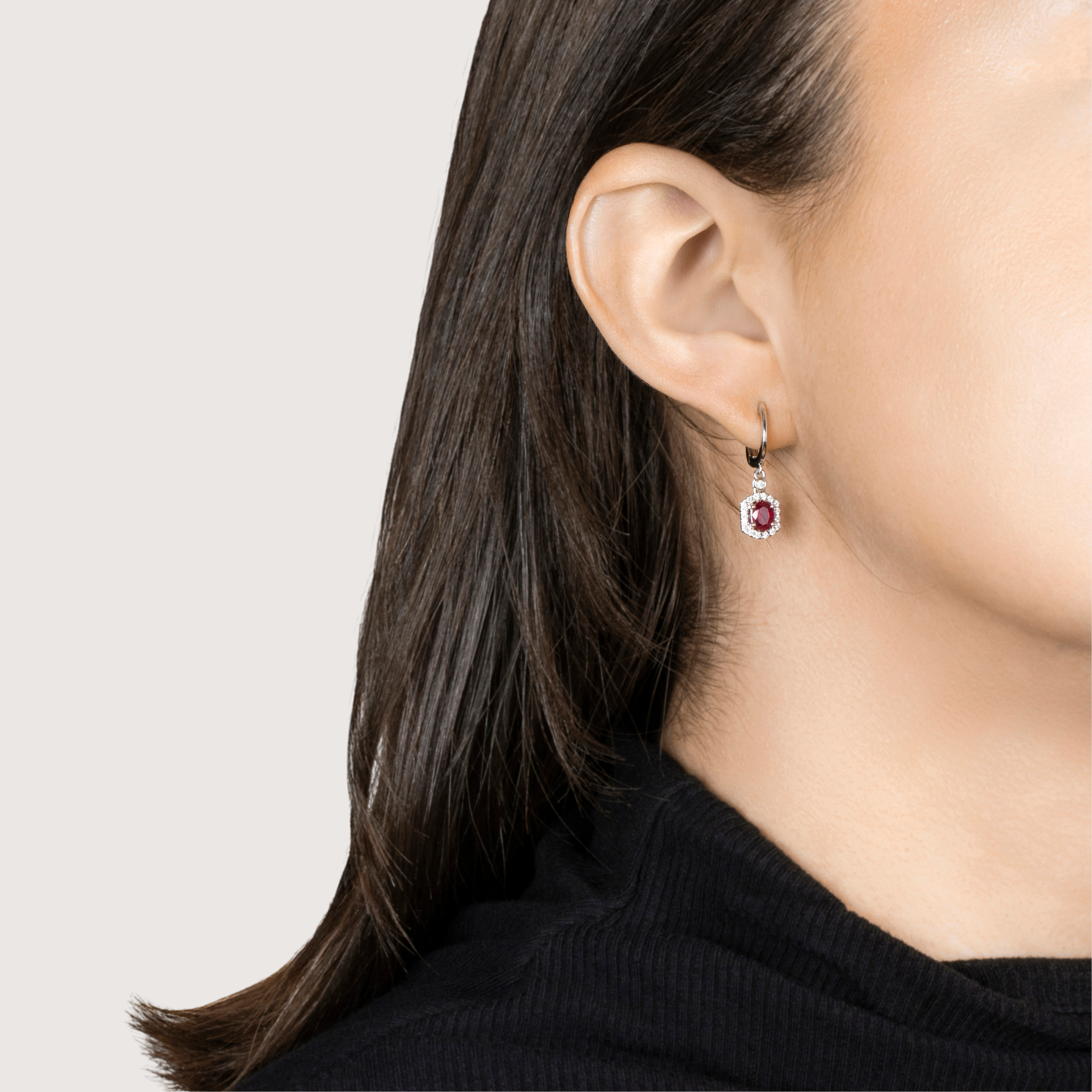 Estate 14k White Gold .88cttw Vivid Ruby Diamond Earrings、mySite、hinf8tx79