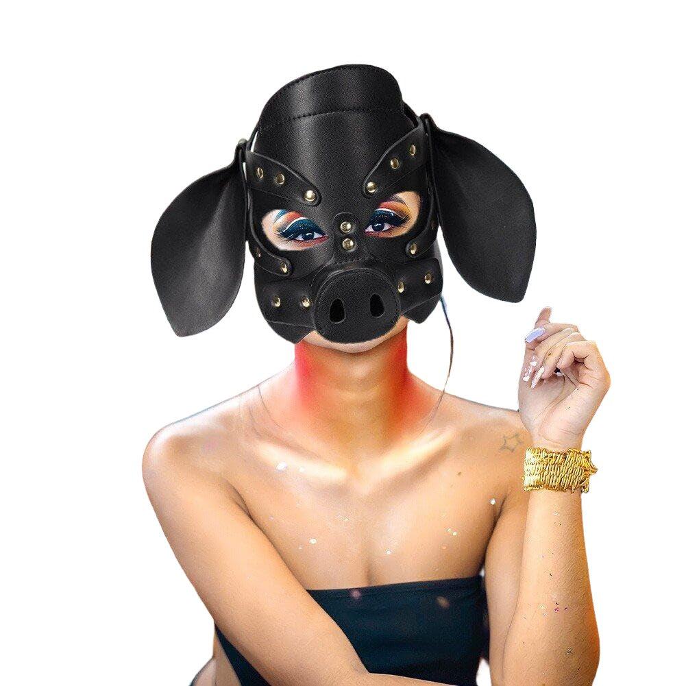 Zado BDSM Black Pig Mask | PU leather | Fetish | Couples、mySite、bottomscart