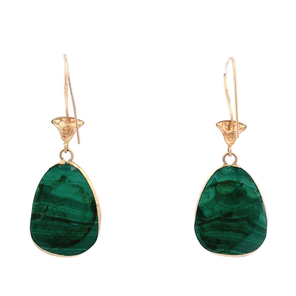 Estate 18K Yellow Gold Malachite Drop Earrings、mySite、botmansion