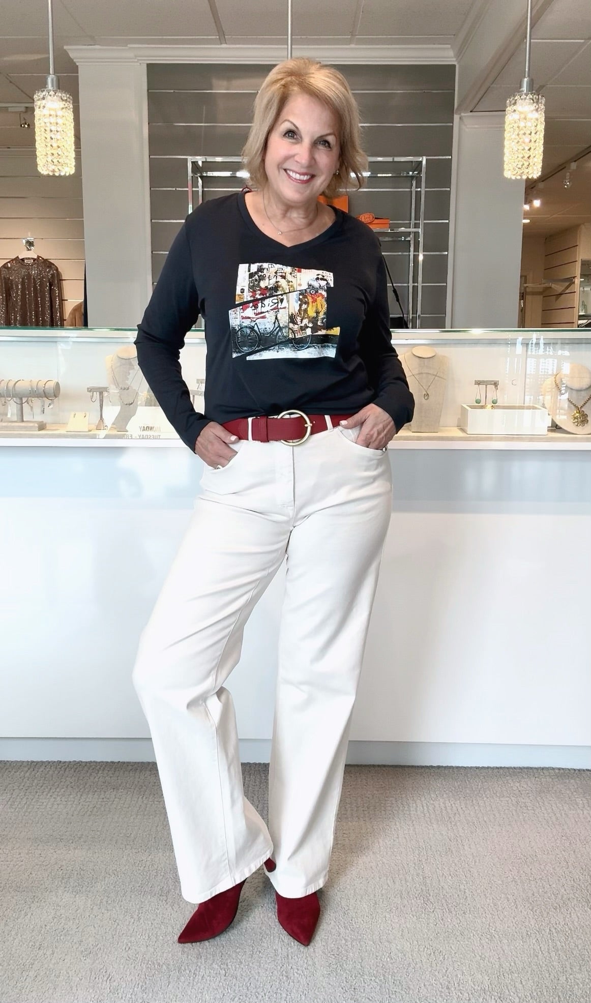 Suzi Roher Victoria Printed Long Sleeve Tee, Enjoy the Ride - Final Sale、mySite、noshort