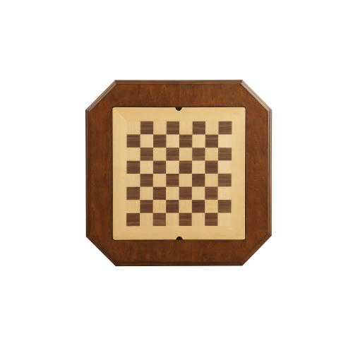 Bishop Cherry Finish Reversible Chess Checker Game Table w/Game Tray (Chess Fingures Not Included)、、casual