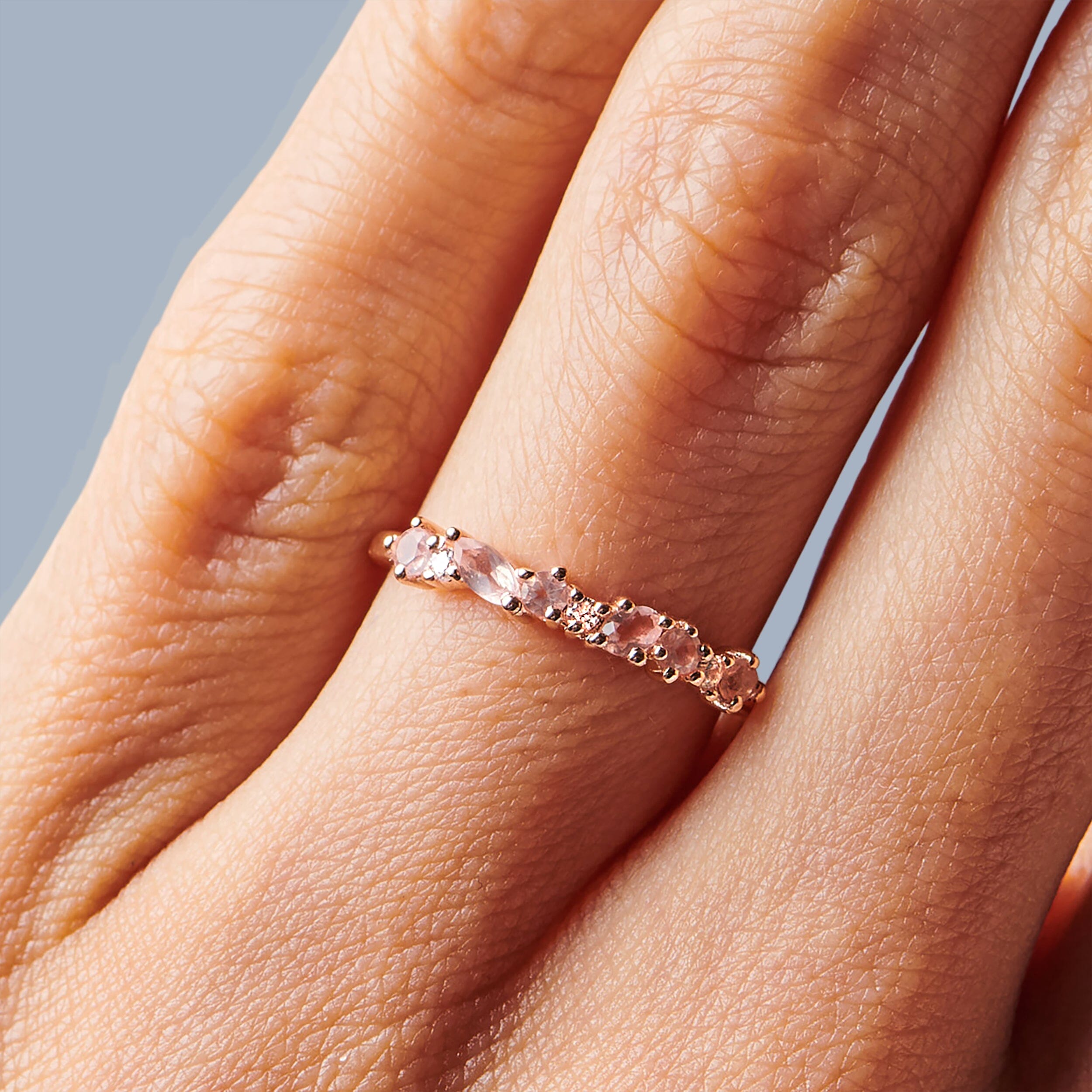 Rose Quartz White Zircon Ring - Grace、mySite、hinf8tx79