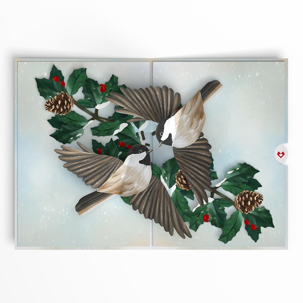 Winter Chickadees Pop-Up Card、mySite、solidvoid