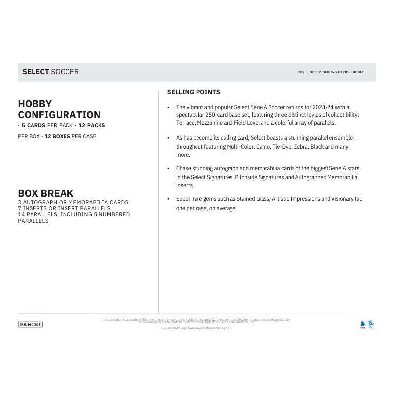 2023/24 Panini Select Serie A Soccer Hobby 12 Box Case、mySite、waistdrama