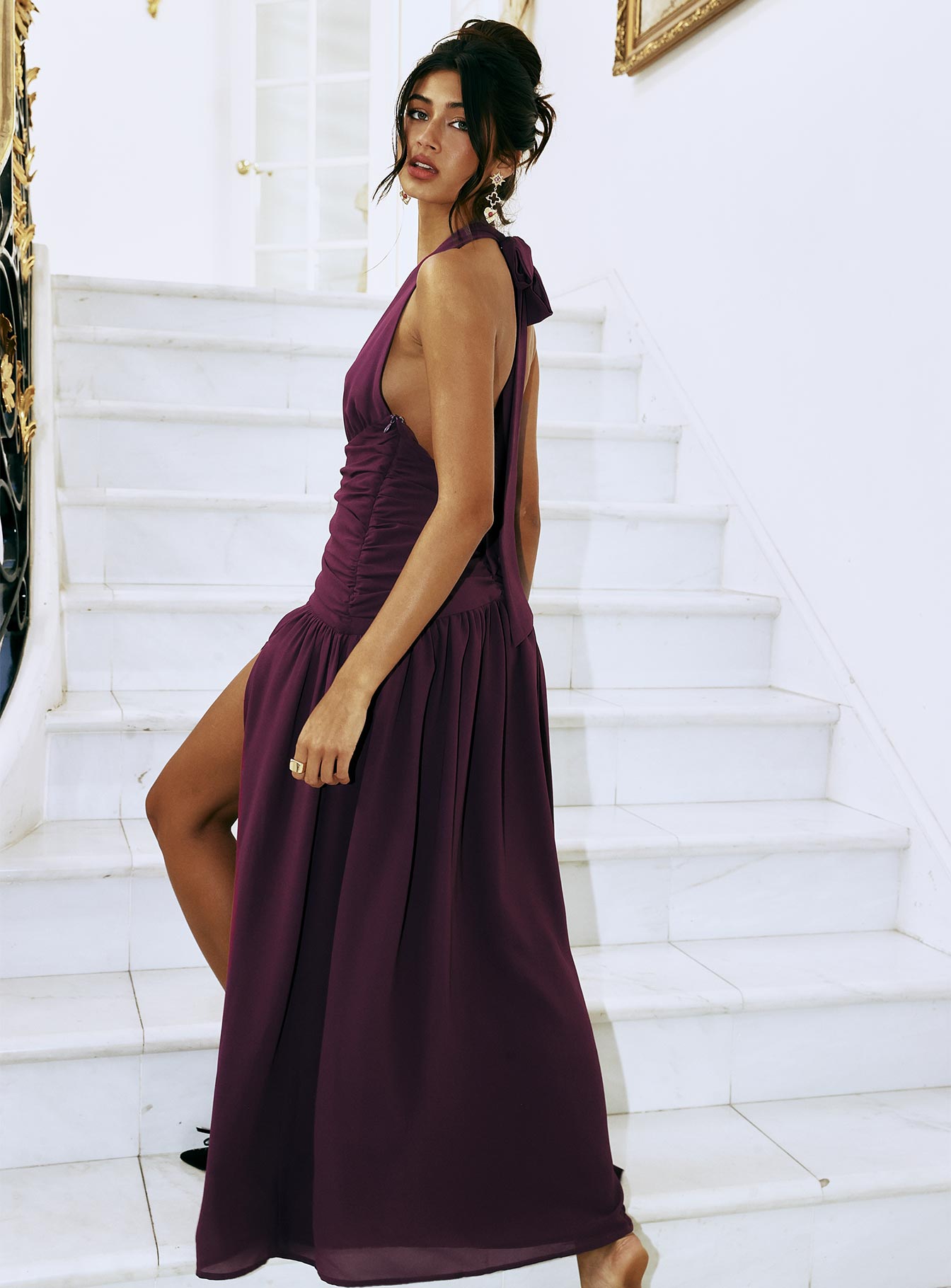Paolio Halter Maxi Dress Plum、mySite、solidvoid