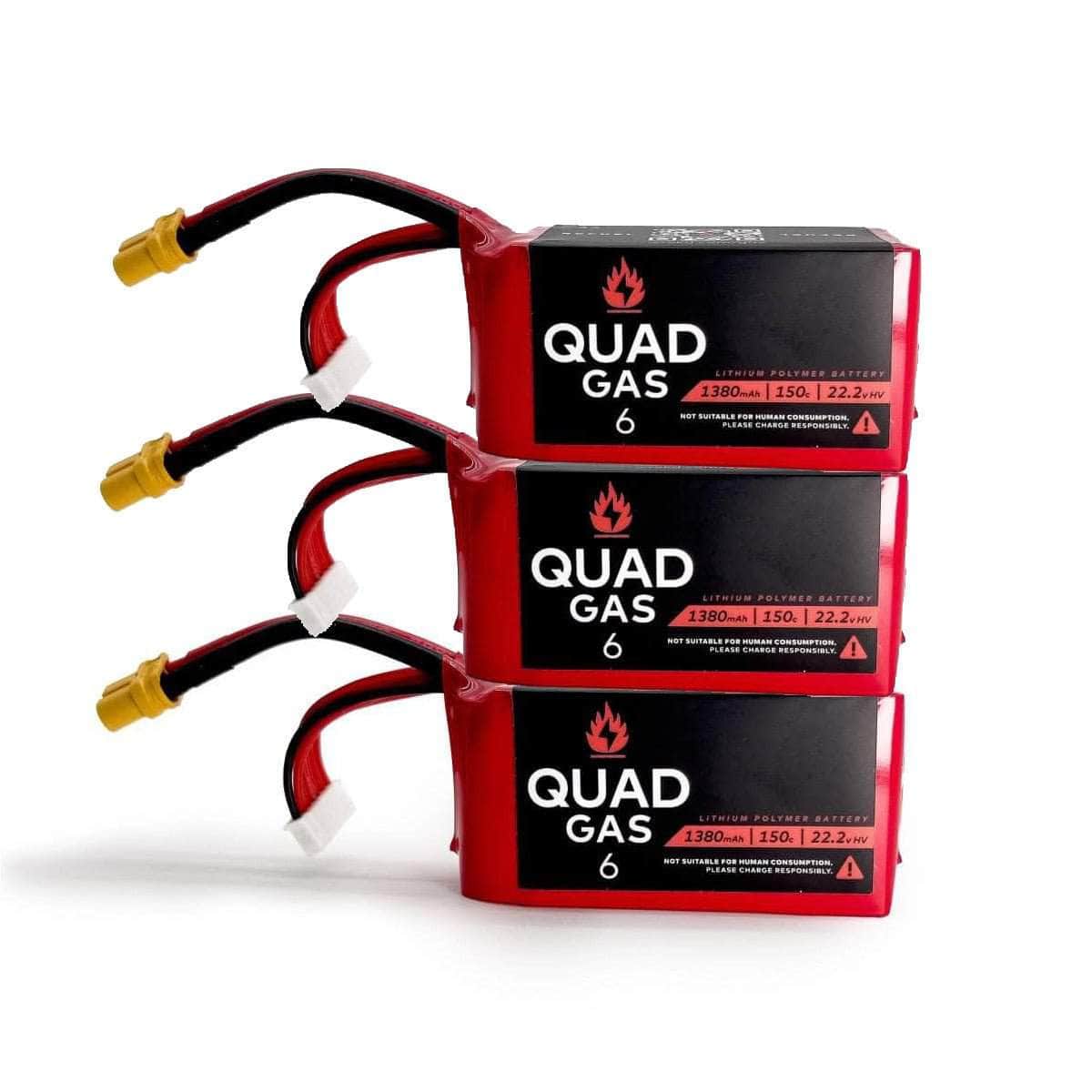  Quad Gas 6S 1380mAh 150c LiPo Battery (3 pack) - Choose Red or Black、mySite、merchandisen