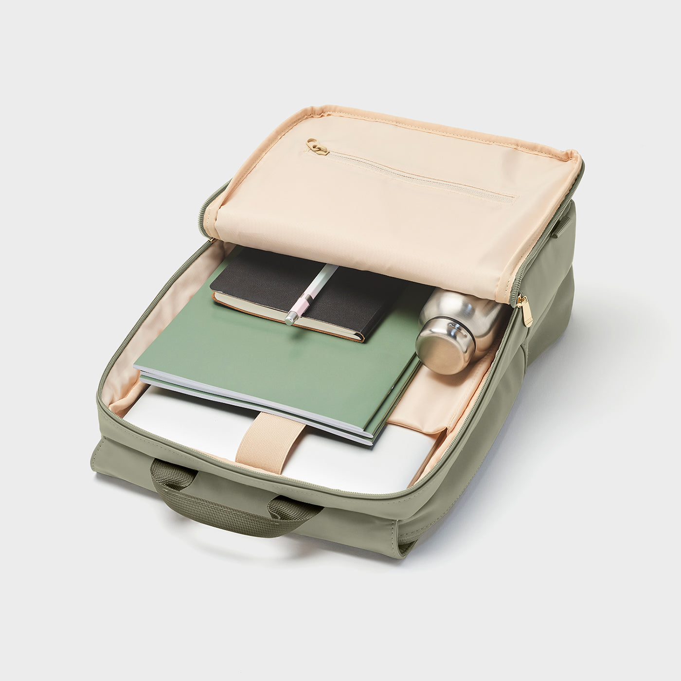  Le Réversible Backpack, Light Green Olive, Gold Colour