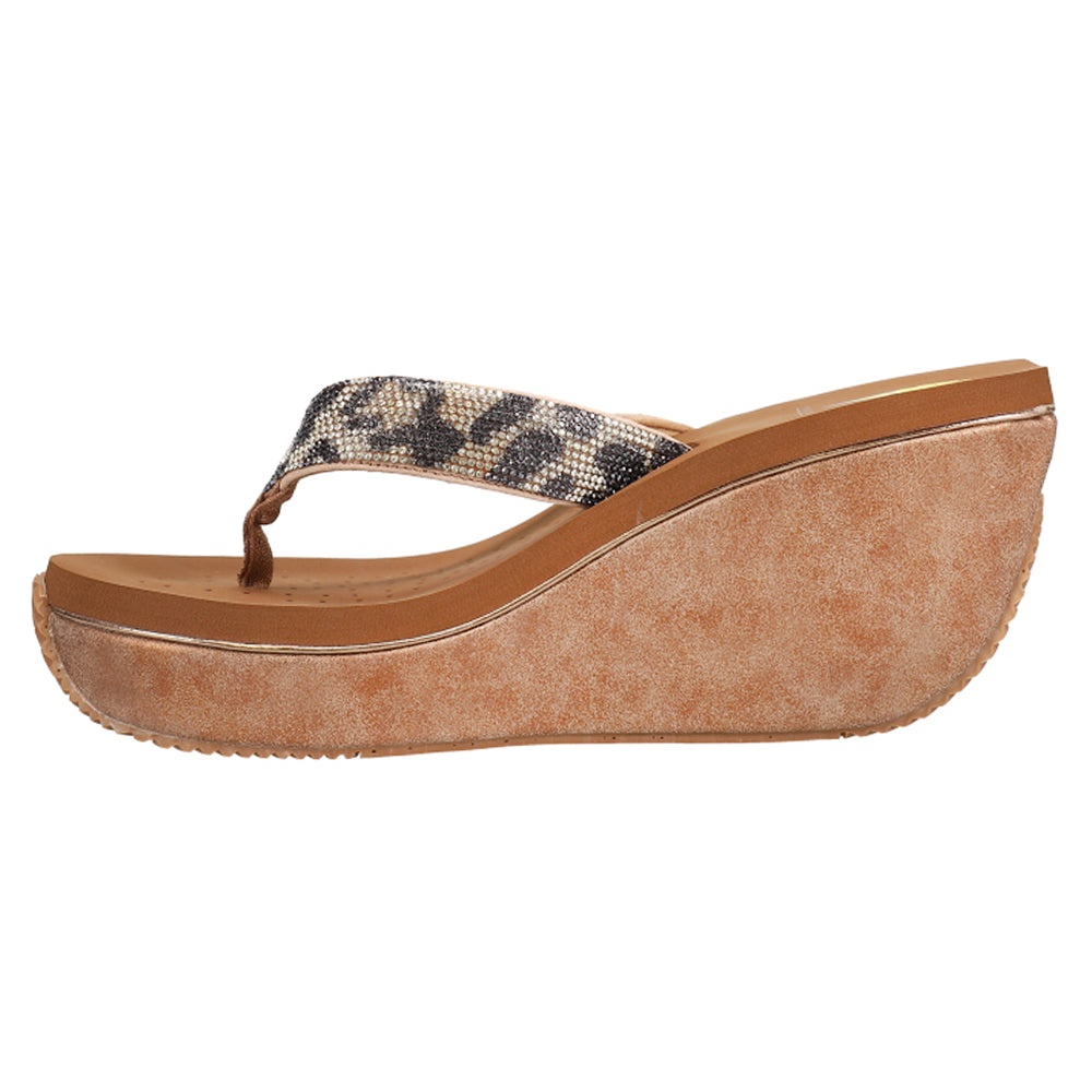 Glimpse Diamonte Rhinestone Cheetah Wedge Sandals、mySite、gtrtttuynbv