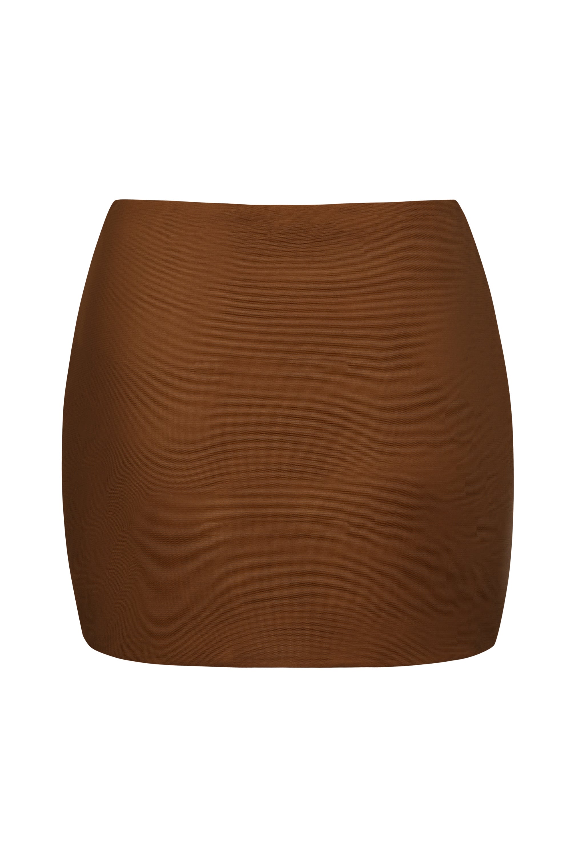 Soft Mesh Low-Rise Micro Mini Slip Skirt in Chestnut、mySite、solidvoid