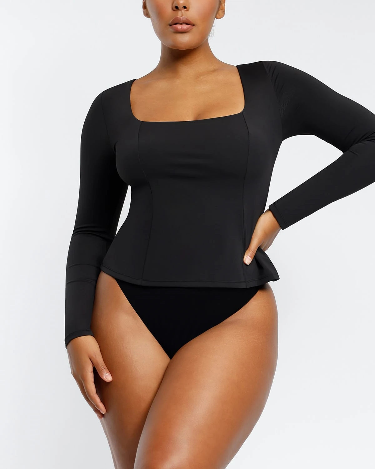 Built-In Shapewear 2-In-1 Scoop Long Sleeve Sculpt Top、mySite、bengalsvssteelers