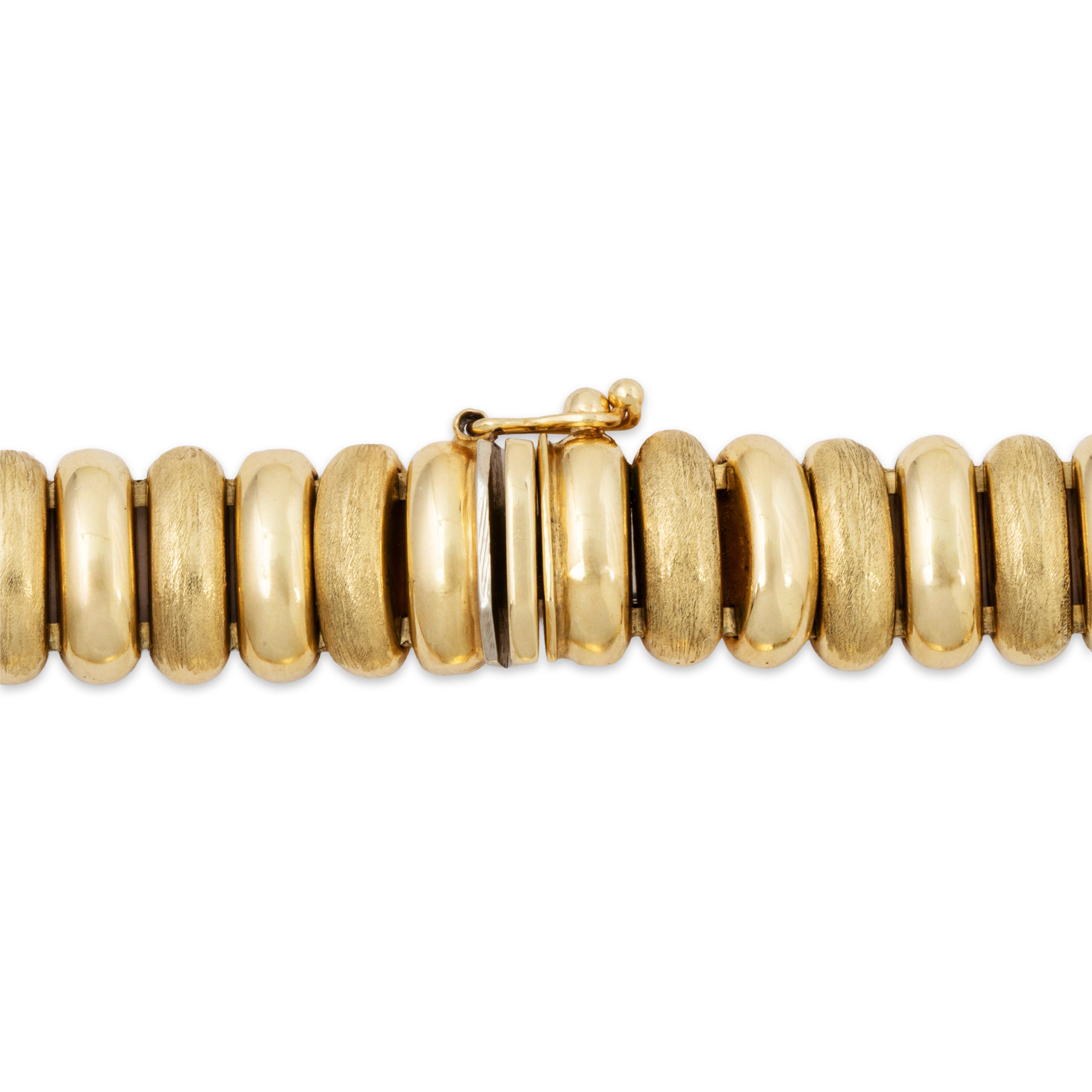 Vintage Italian 14k Yellow Gold Brushed & Polished Statement Necklace 16、mySite、hinf8tx79