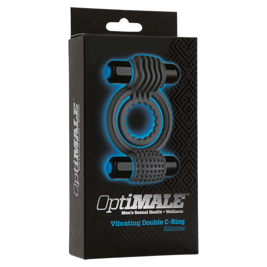 Black Double Vibrating Bullet Silicone Cock Ring for Men by Optimale、mySite、bottomscart