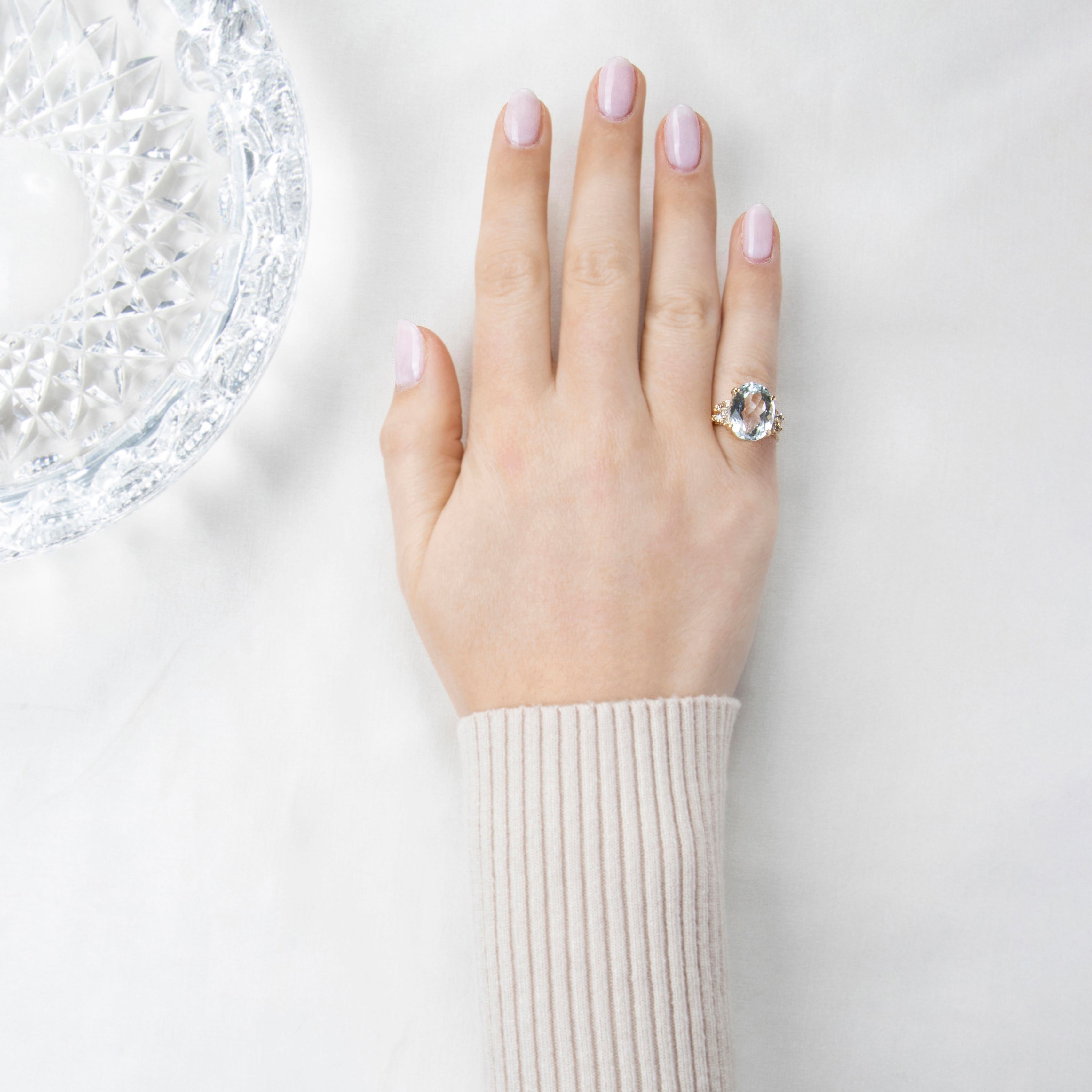 Vintage Large 14k Yellow Gold 5.73ct Aquamarine .35cttw Diamond Cocktail Ring、mySite、hinf8tx79