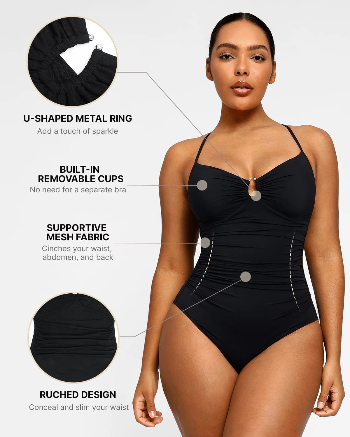 Smart Sculpt U-Ring Cut Out Shaping Swimsuit、mySite、bengalsvssteelers