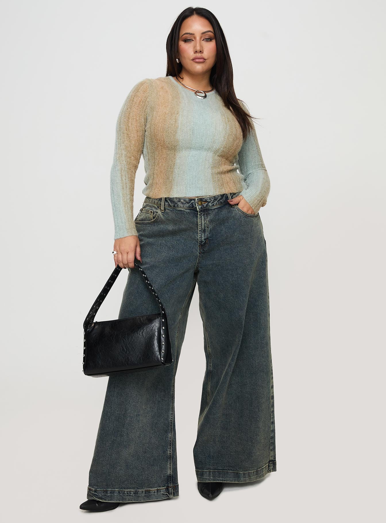 Cardenas Long Sleeve Top Green Curve、mySite、solidvoid