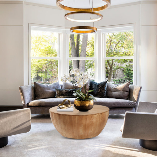 31.50"Vintage Style Bucket Shaped Coffee Table for Office, Dining Room and Living Room(Same SKU:W757P170149)、、xpatfood