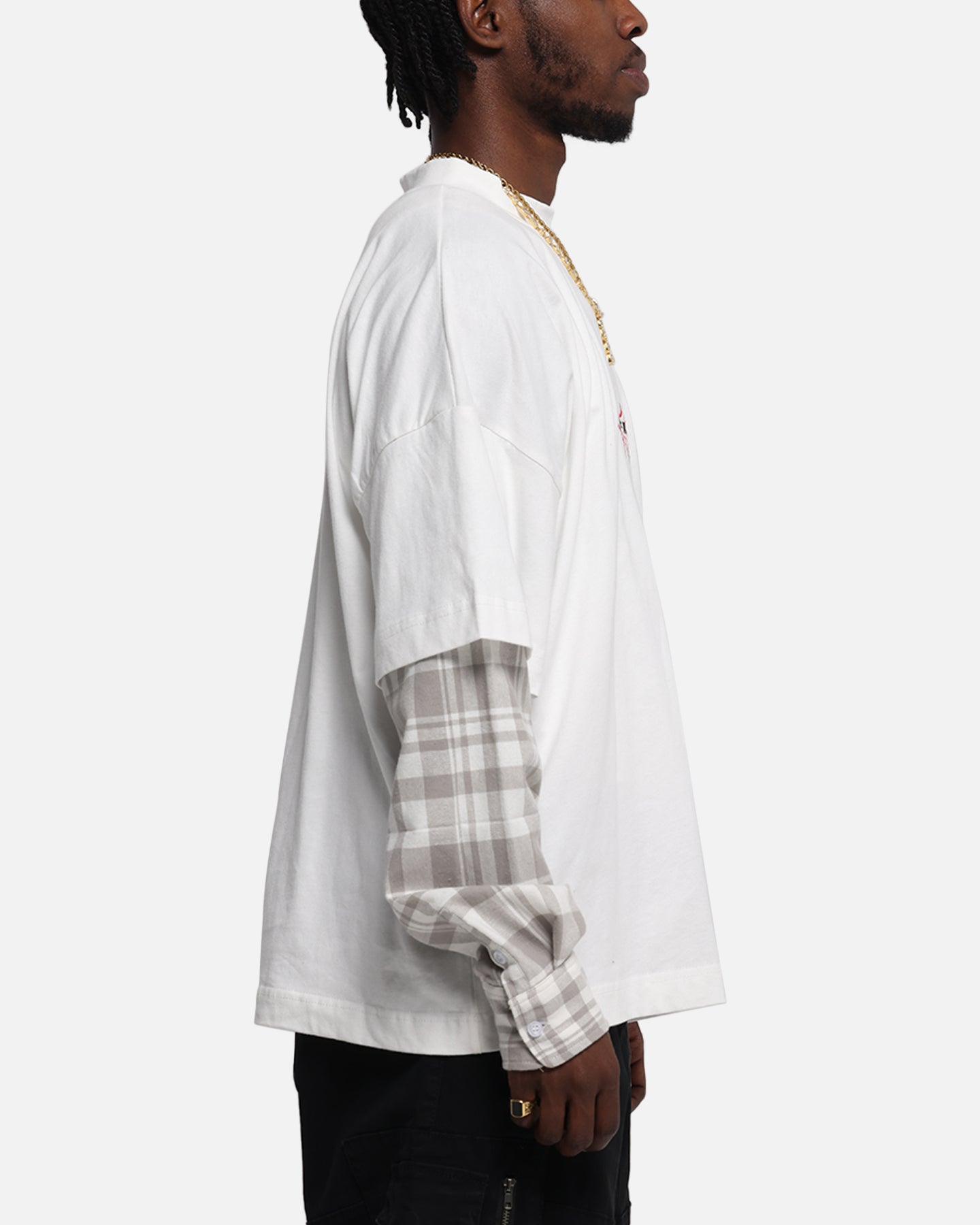 Loiter Layered Flannel T-Shirt Cream、mySite、zt4zffjzw