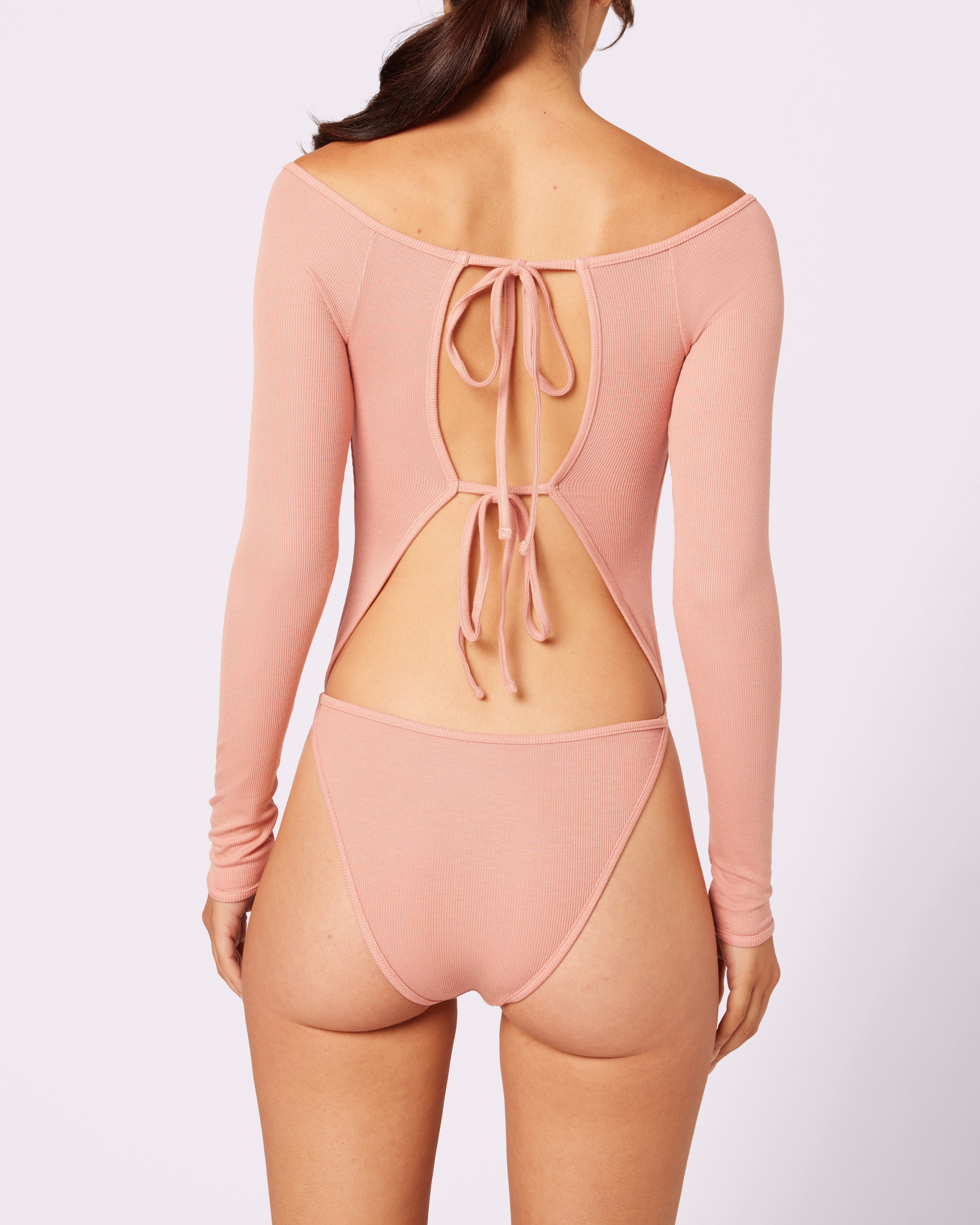 Comfort Rib Tie-Back Long Sleeve Bodysuit | Lush Rib | Archive (Hot Honey)、mySite、bengalsvssteelers