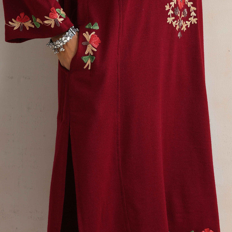 Woolen Kurta For Women | Kashmiri Embroidered | Red、mySite、camillekostekn