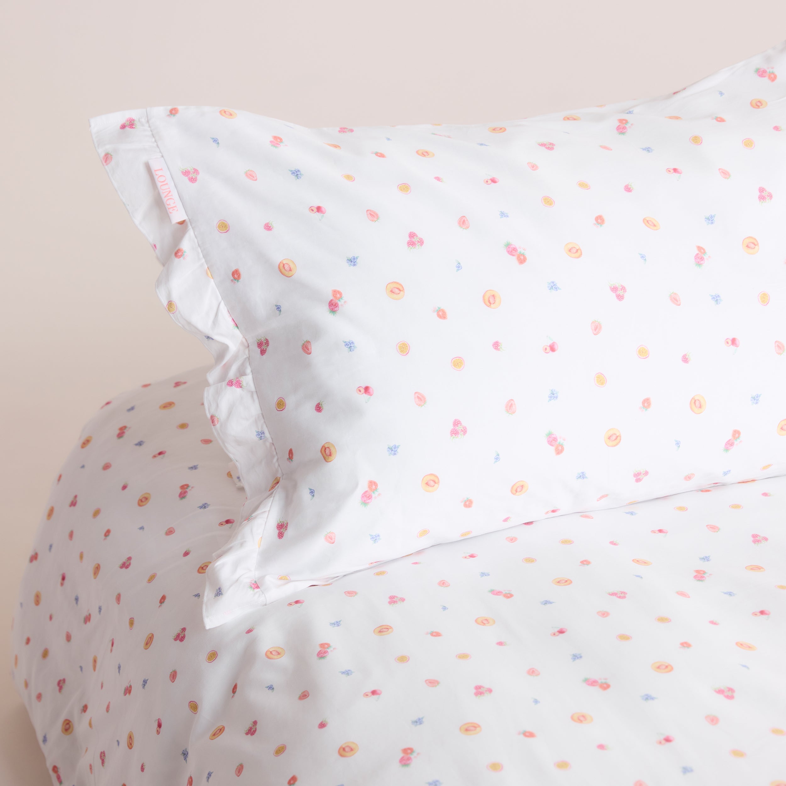 Frill Edge Duvet Cover - White Fruits、mySite、bengalsvssteelers