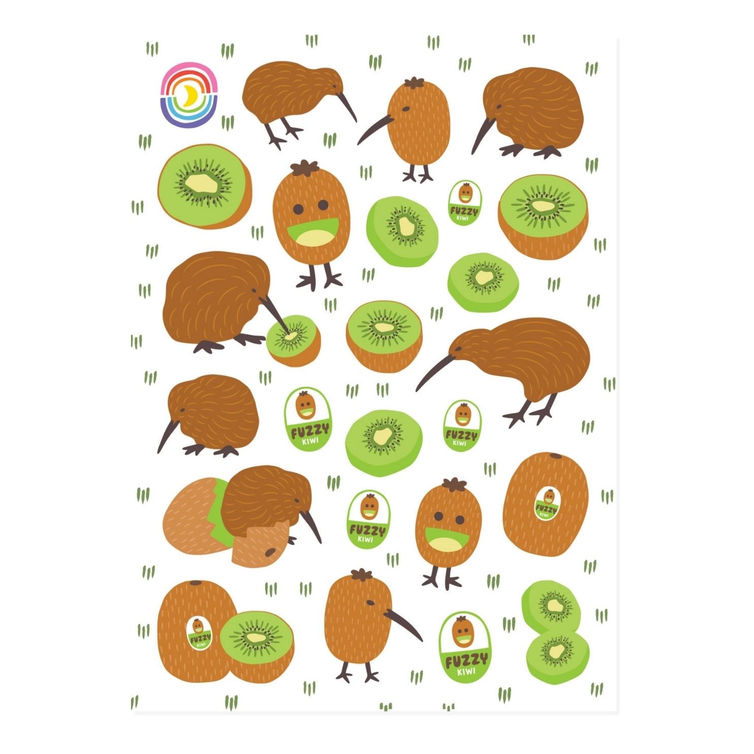  Kiwis Meet Kiwis Sticker Sheet、mySite、ghnorth
