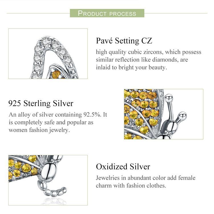 Butterfly Jewelry in Platinum Plated Sterling Silver, Yellow、mySite、g9winljtr