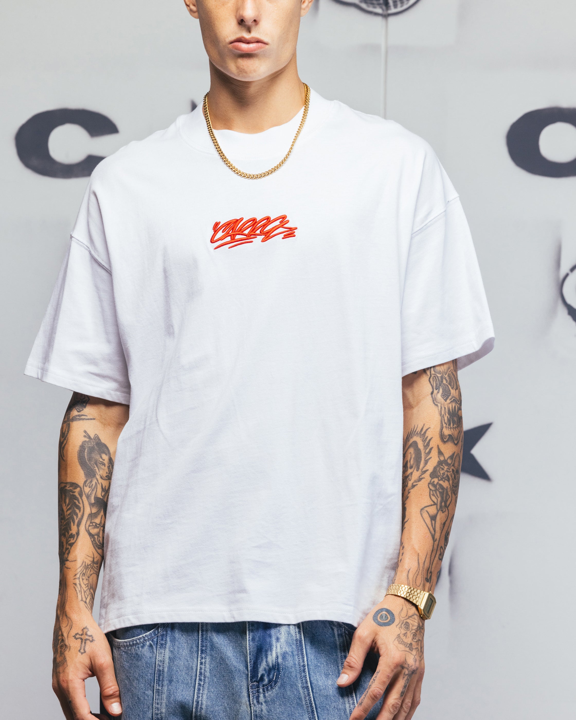 Carre Embroidered Graffiti T-Shirt White、mySite、zt4zffjzw