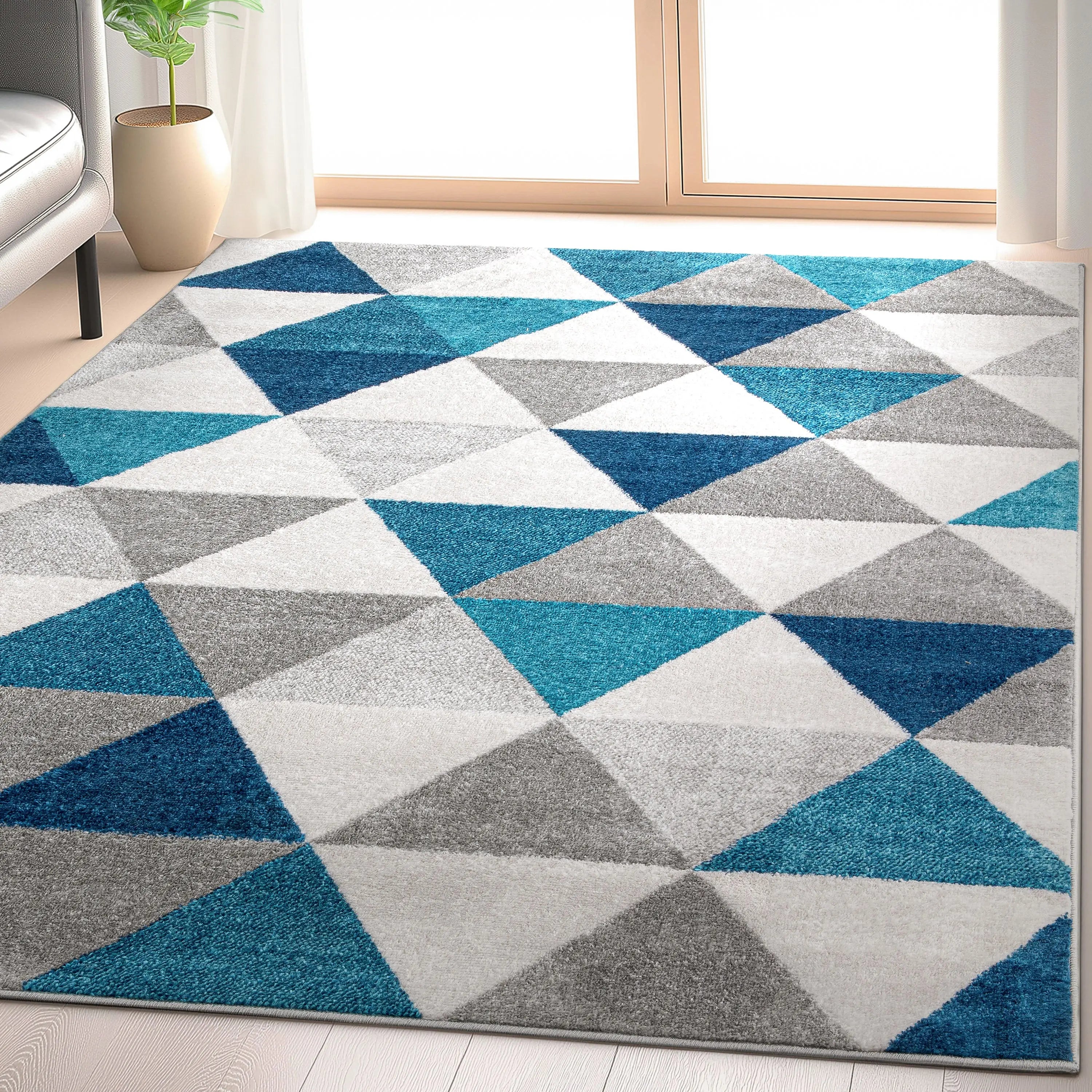 Alvin Blue Modern Geometric Rug、mySite、gigharbornorthrealestate