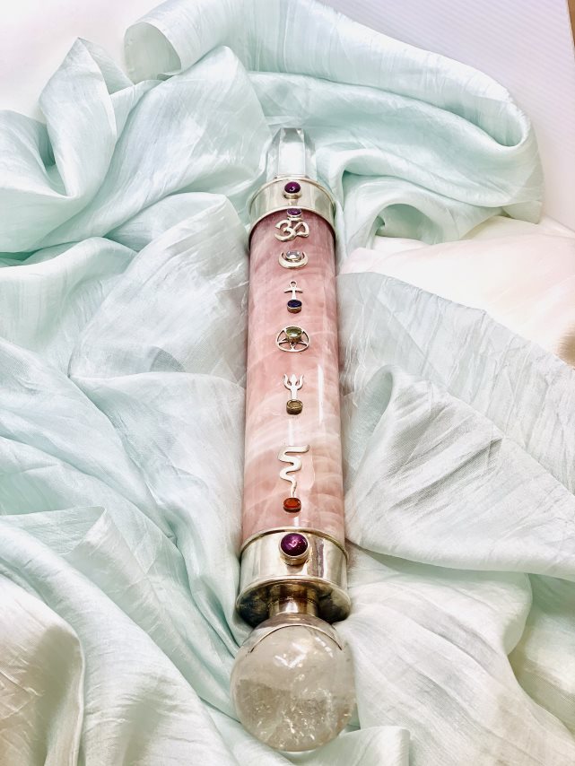 Master Healer - Rose Quartz, Healing Wand, Sterling Silver (38cm, 1500gm)、mySite、topwebapps