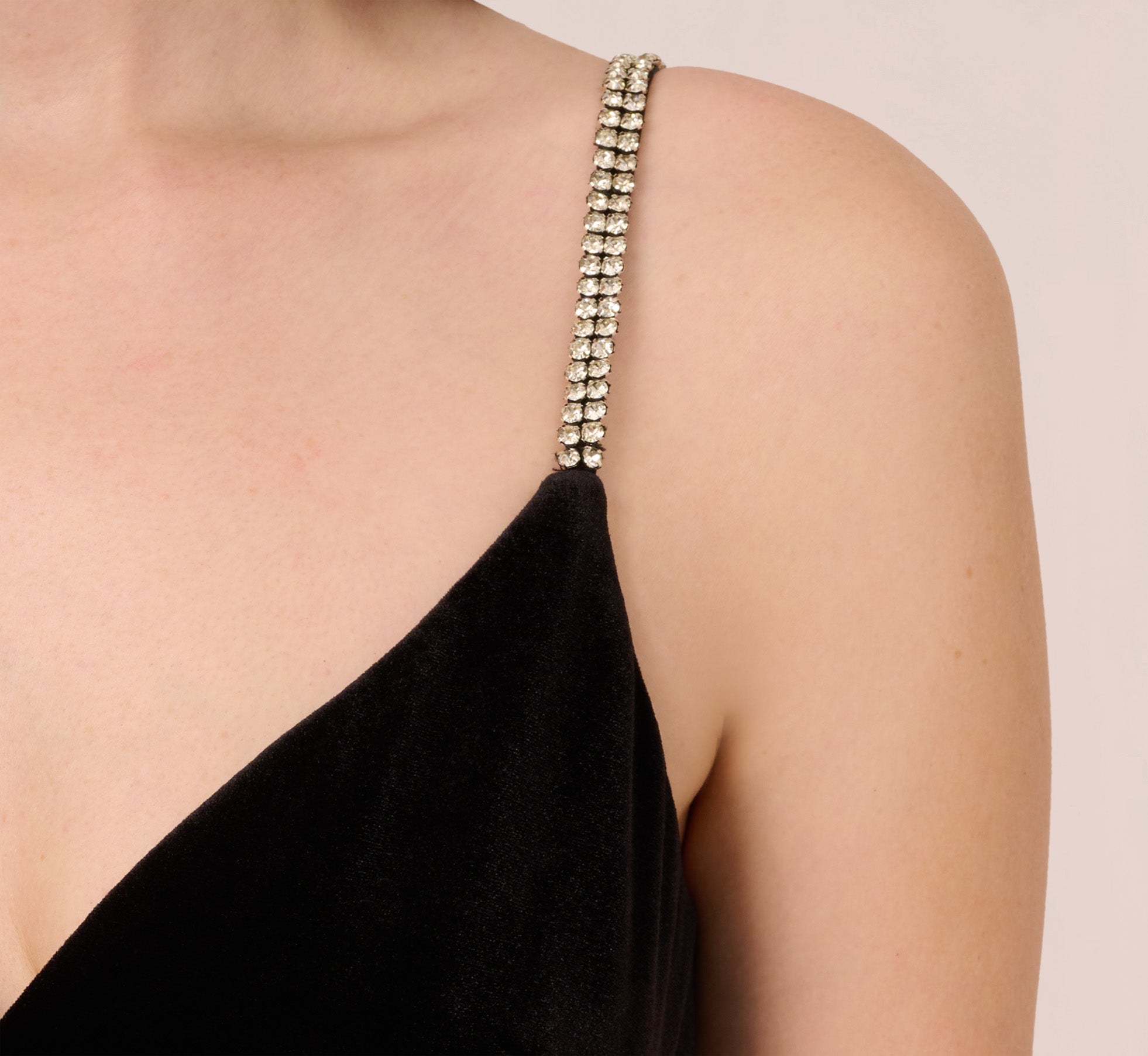 Velvet Ankle-Length Wrap Gown With Stone Straps In Black、mySite、solidvoid