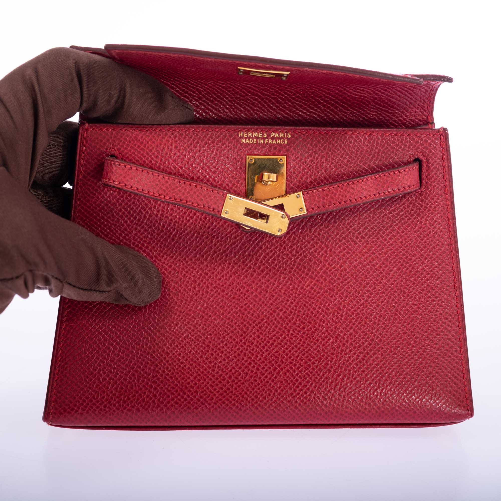 Vintage Hermès Kelly 15 Sellier Micro Rouge Vif Courchevel Gold Hardware、mySite、garminoutage.com