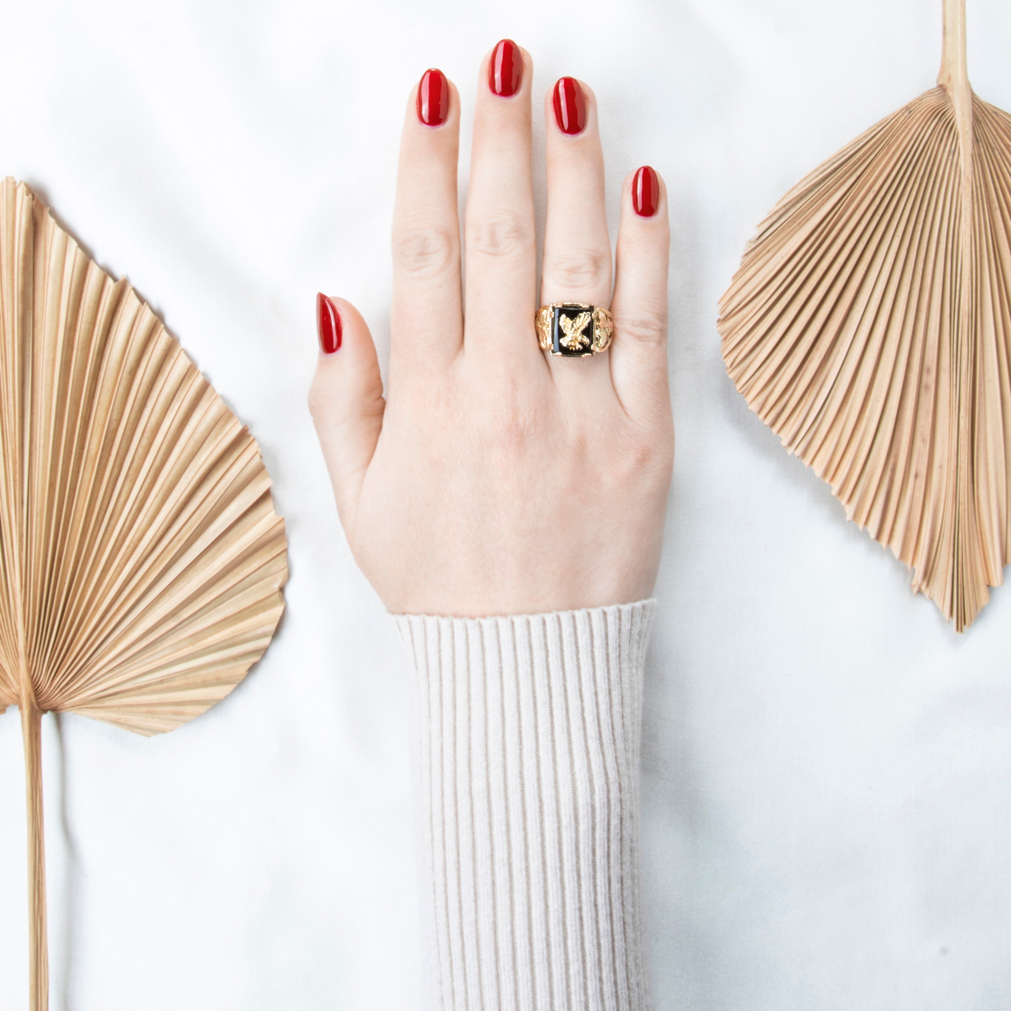 Vintage 14k Yellow & Rose Gold 2.04ct Onyx Soaring Eagle Signet Ring 7.75、mySite、hinf8tx79