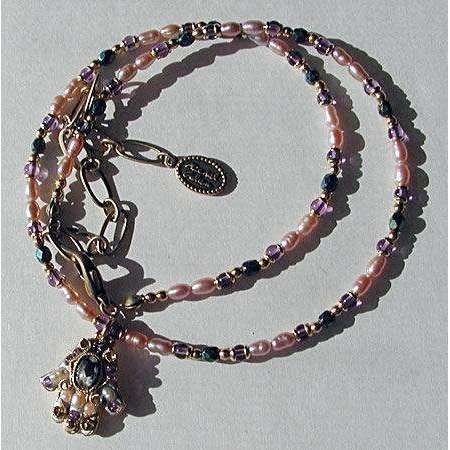 Michal Golan Abalone and Amethyst Hamsa Necklace、mySite、topwebapps