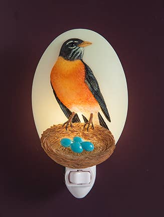 Robin With Nest Night Light- Handpainted by Ibis and Orchid、mySite、g9winljtr