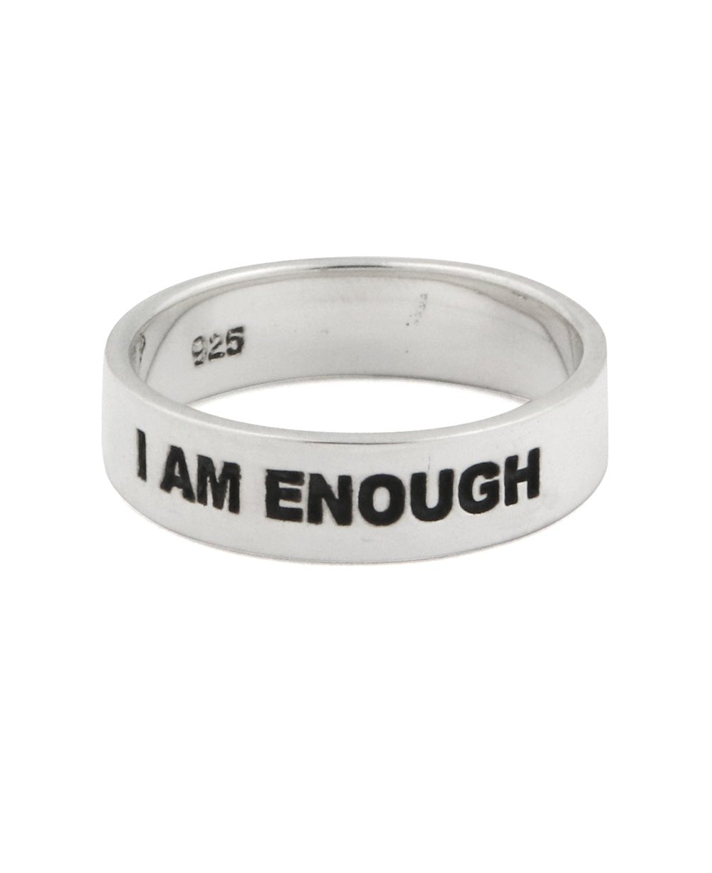 I am Enough Inspirational Sterling Simple Band Ring、mySite、topwebapps