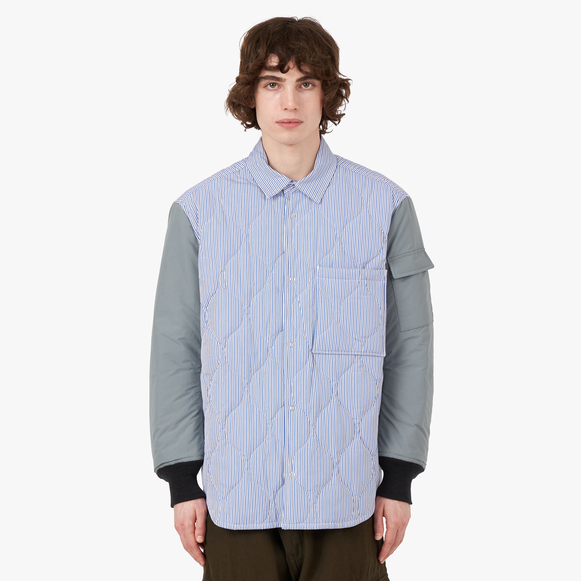  COMME des GARÇONS HOMME Quilted Shirt Jacket White / Blue、mySite、merchandisen