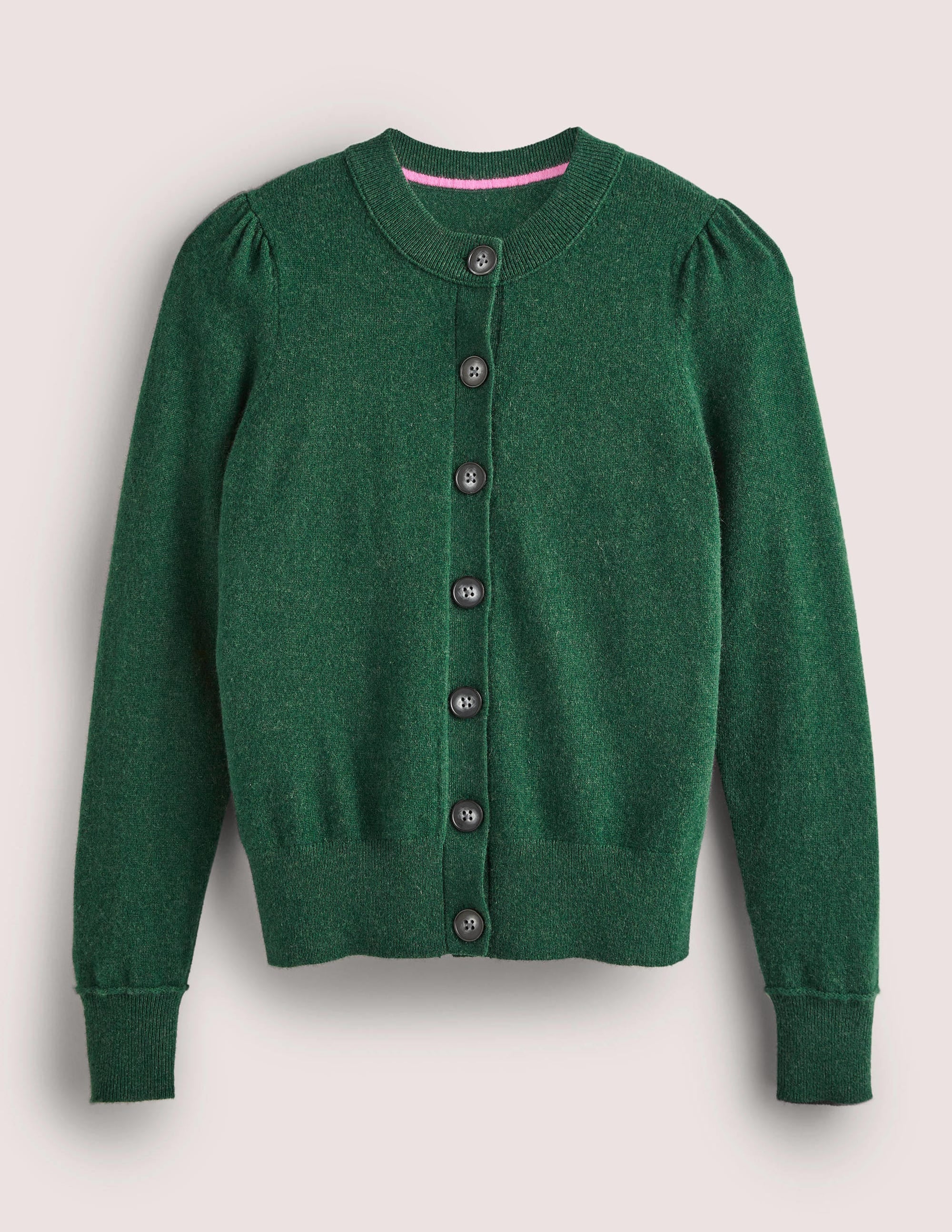  Cashmere Crew Neck Cardigan-Hunter Green Melange、mySite、ashleygrahame