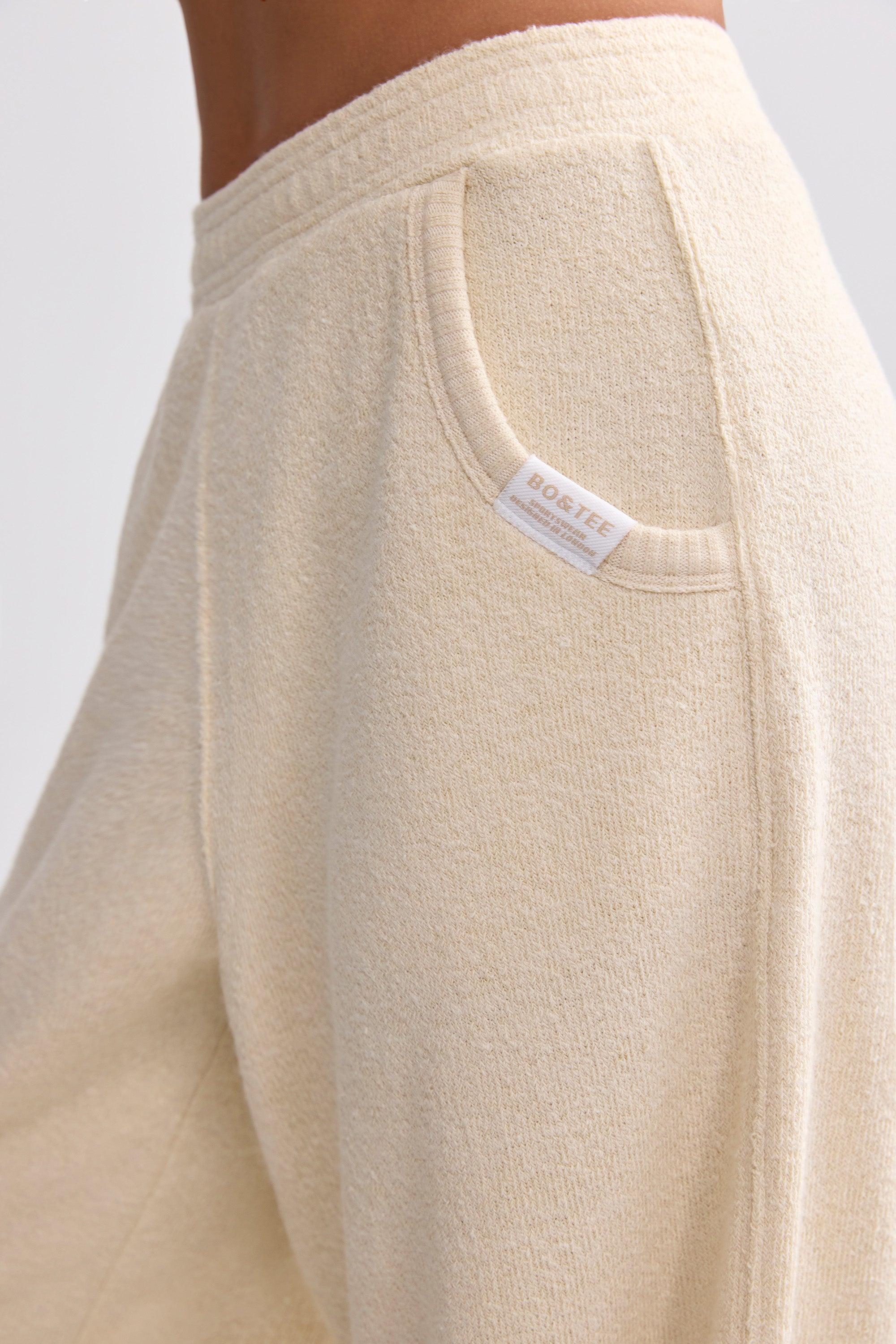 Petite Terry Towelling Wide-Leg Joggers in Cream、mySite、solidvoid