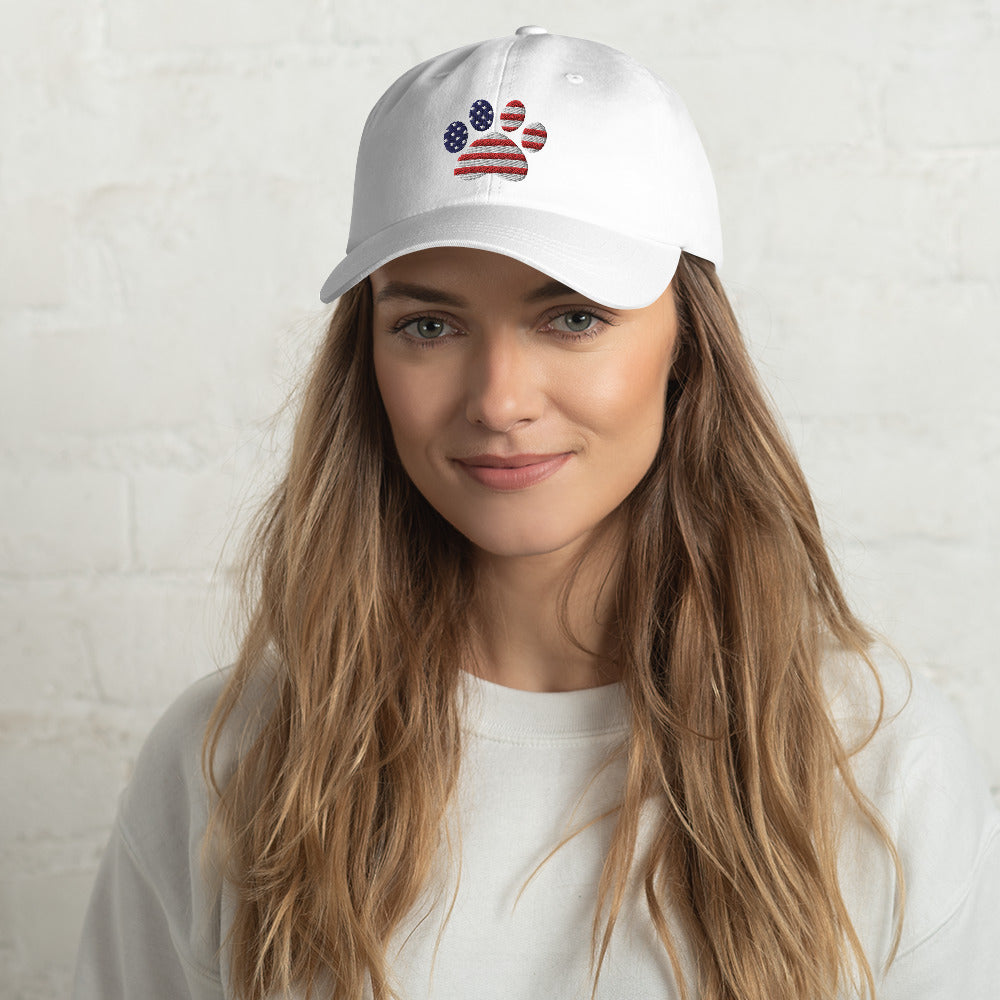 Patriotic Paw Print Baseball Hat、mySite、camillekostekn