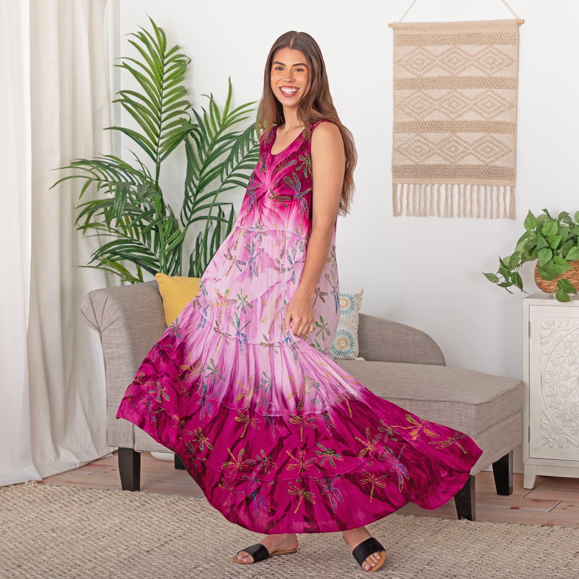 Dragonfly Daze Sleeveless Long Dress | Fair Trade、mySite、camillekostekn