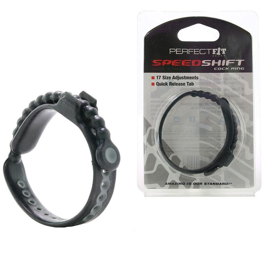 Black Speed Shift Fully Adjustable Silicone Cock Ring by Perfect Fit、mySite、bottomscart