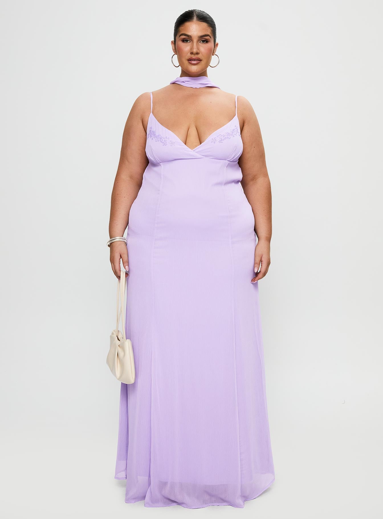Jadira Scarf Maxi Dress Purple Curve、mySite、solidvoid