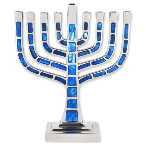 Knesset Style Mosaic Menorah - Blue Jeweled、mySite、topwebapps