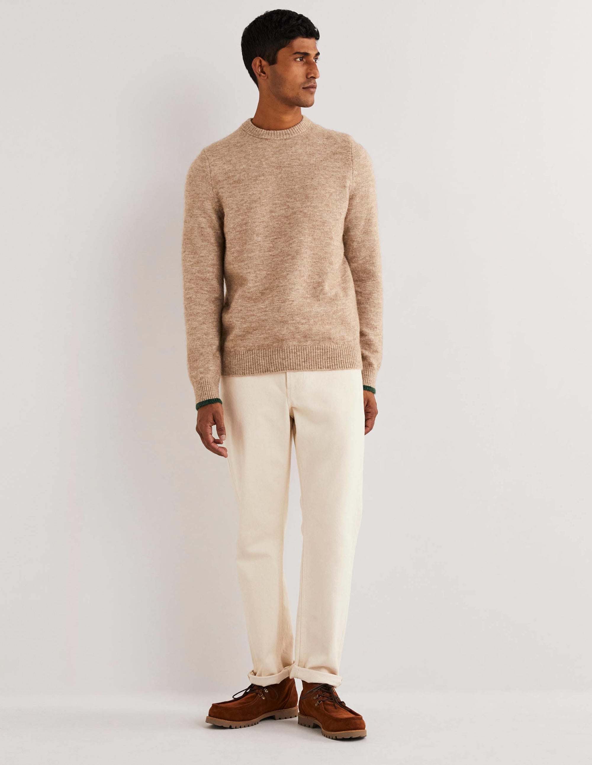  Fluffy Crew Neck Jumper-Camel Melange、mySite、ashleygrahame