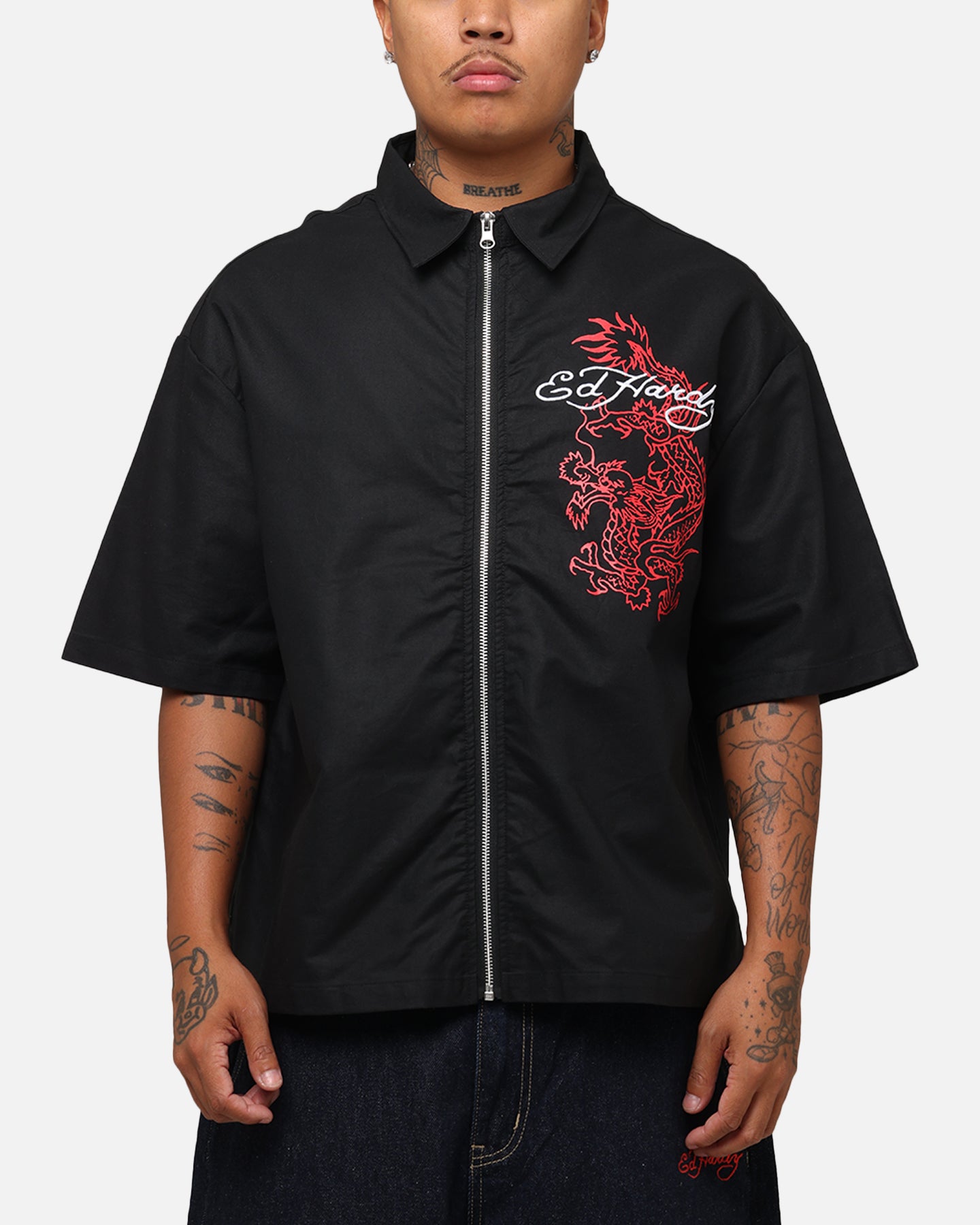 Ed Hardy Dragon Zip Shirt Black、mySite、zt4zffjzw