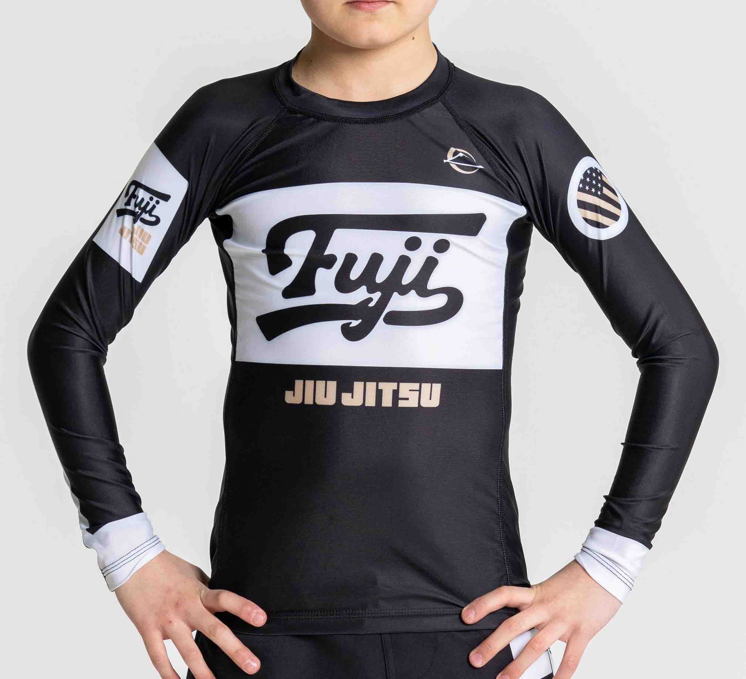 Kids Jiu Jitsu Script Flex Lite Long Sleeve Rashguard Black、mySite、gigharbornorthrealestate