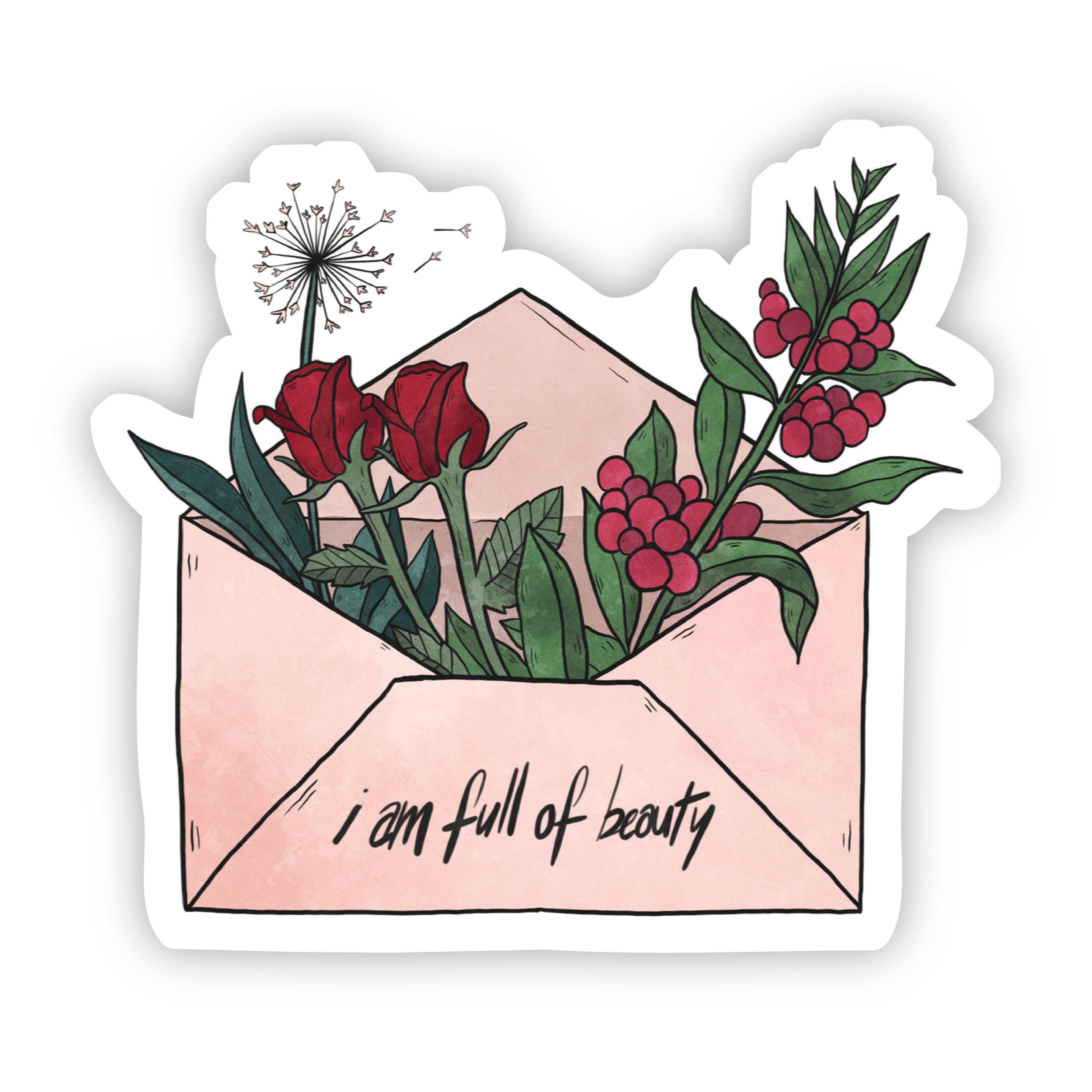  I Am Full of Beauty Envelope Floral Sticker、mySite、elrpsem3k